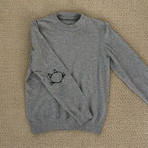 Women’s Gray Sweater with Cat Elbow Detail